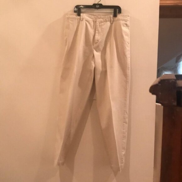 🤎 Vintage Lauren Ralph Lauren Women’s Beige High-Waisted Cotton Pants | Size 12 - Picture 1 of 8